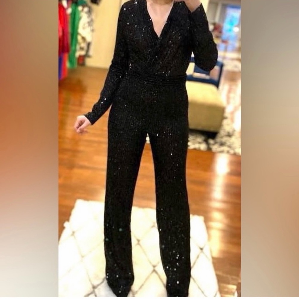 Elegant Black Sequin Jumpsuit